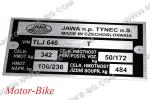 ЯВА ТАБЕЛКА ЗА НОМЕР НА РАМА /640/ JAWA 640 350 (На чешки)