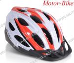 ВЕЛО КАСКА Y02 БЯЛО-ЧЕРВЕНА M (54-58cm) със задна LED светлина BYOX-2