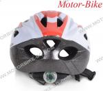 ВЕЛО КАСКА Y02 БЯЛО-ЧЕРВЕНА M (54-58cm) със задна LED светлина BYOX-3