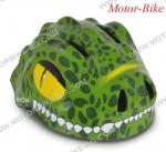 ВЕЛО КАСКА ДЕТСКА Dino Y27 ТЪМНО ЗЕЛЕНА S (48-54cm) със задна LED светлина BYOX