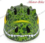 ВЕЛО КАСКА ДЕТСКА Dino Y27 ТЪМНО ЗЕЛЕНА S (48-54cm) със задна LED светлина BYOX-2