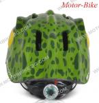 ВЕЛО КАСКА ДЕТСКА Dino Y27 ТЪМНО ЗЕЛЕНА S (48-54cm) със задна LED светлина BYOX-3