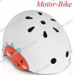 ВЕЛО КАСКА ДЕТСКА Skate Y09 БЯЛА ДИНОЗАВЪР M (54-58cm) със задна LED светлина BYOX