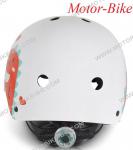 ВЕЛО КАСКА ДЕТСКА Skate Y09 БЯЛА ДИНОЗАВЪР M (54-58cm) със задна LED светлина BYOX-3