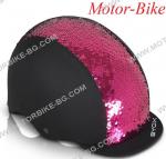 ВЕЛО КАСКА ДЕТСКА Skate Y09 ЧЕРНА С ЛИЛАВИ ПАЙЕТИ M (54-58cm) със задна LED светлина BYOX